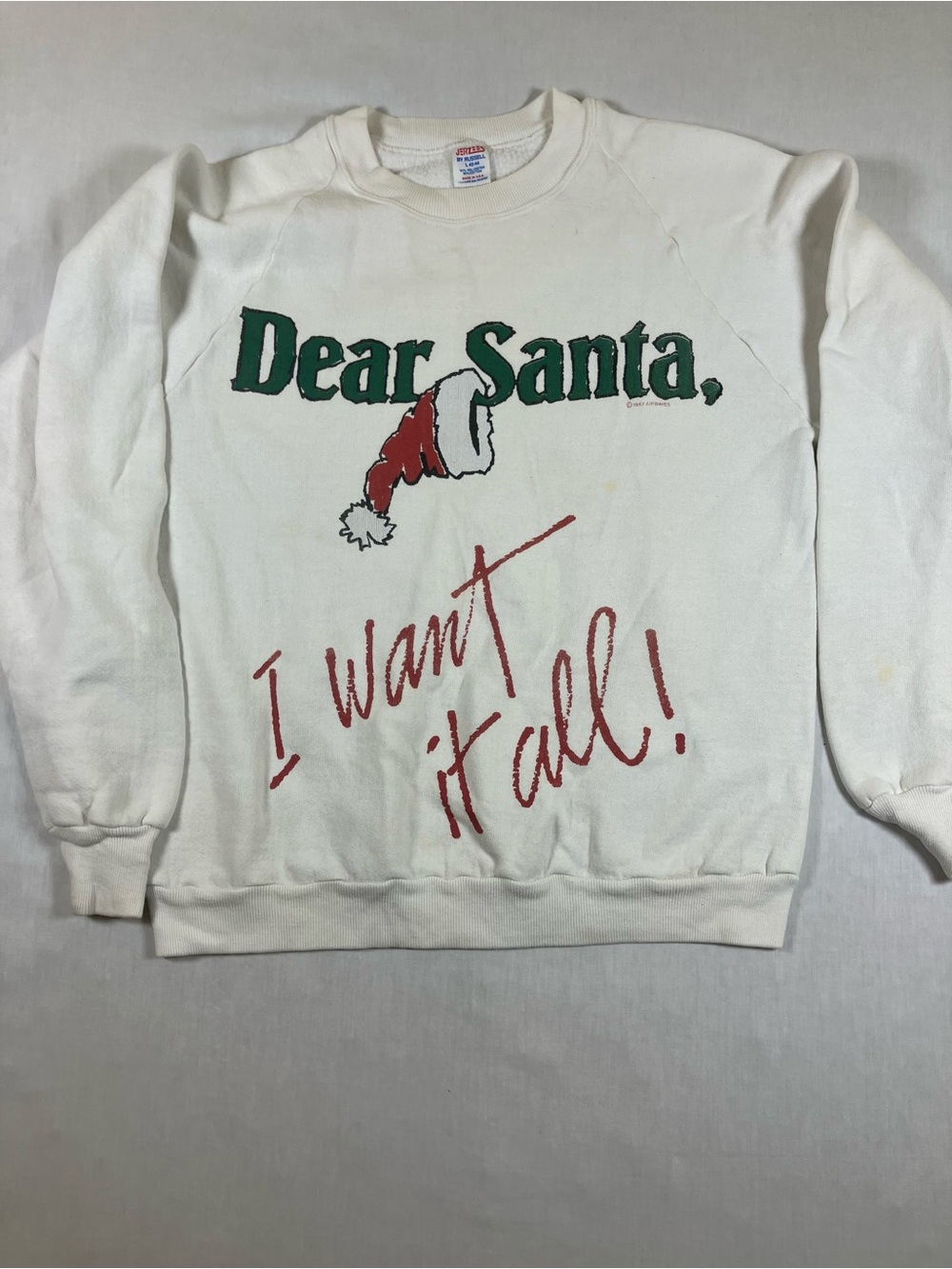 Jerzees White Crewneck Sweatshirt with Holiday Graphic